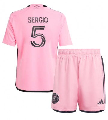 Inter Miami Sergio Busquets #5 Primera Equipación Niños 2024-25 Manga Corta (+ Pantalones cortos)